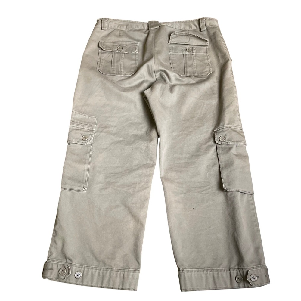CLIO Cotton Cargo Cropped Pants Utility‎ Pockets Button Detail Size 12